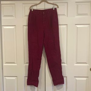 Red Corduroy Straight Leg Vintage Pants 90s